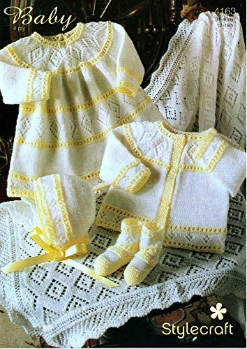 Stylecraft Wondersoft Strickmuster 4163 für Kleid, Cardigan, Mütze, Schuhe und Schal, 4-lagig