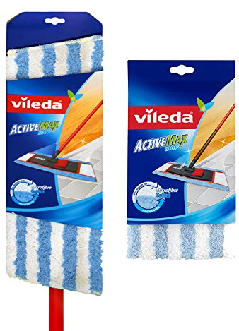 Vileda Active Max Flat Mop with Extra Microfiber Refill, Red