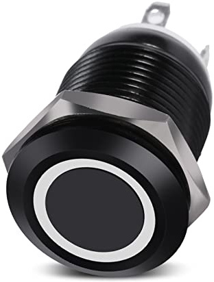 Interruttore a pulsante a LED, auto 12V 2A 12mm LED Light Momentary Interruttore a pulsante On/Off Interruttore a pulsante fermo(White)