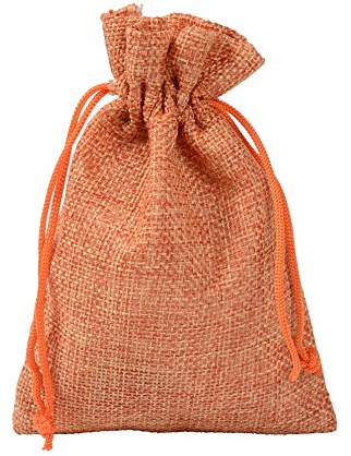 CLTPY 10 Stück Jutesäckchen Drawstring Jutebeutel Geschenksäckchen für die Hochzeit, Geburtstag, Halloween, Weihnachten, 7x9cm/2,8x3,5in (Orange)
