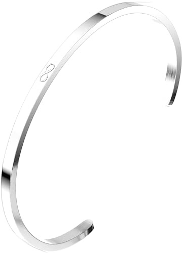 THIORA Armreif Damen Edelstahl | Infinity Gravur | Verstellbar | Silber