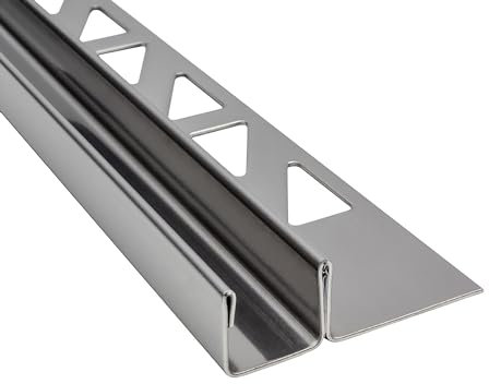 Glas-Fliesenprofil Edelstahl Klemmprofil Wandprofil V2A 2m H12.5mm 11mm-Glas glänzend