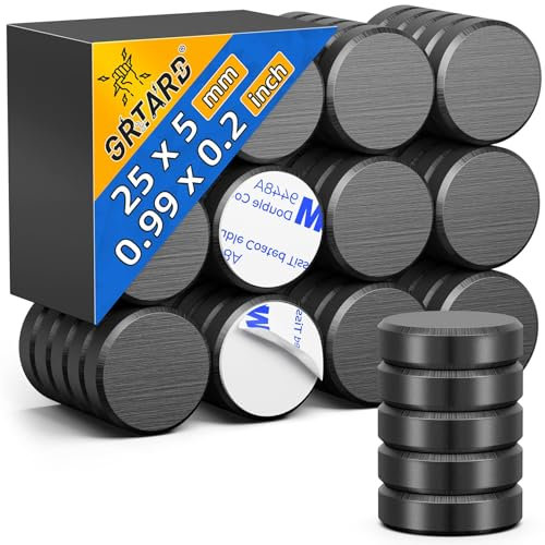 30 Pack 1 Inch (25 mm) Magnets for Crafts with Adhesive Backing Ceramic Magnets Round Disc Magnet, Perfect for Refrigerator Button DIY Cup Tiny Magnet Craft Hobbies, Science Projects