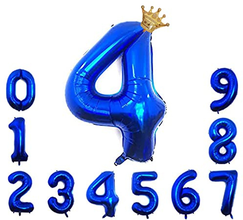 Foil Luftballon 4 Helium Folienballon Zahlen Ballon XXL Folien Dunkelblau Ballon 4 Geburtstag 100cm/40inch