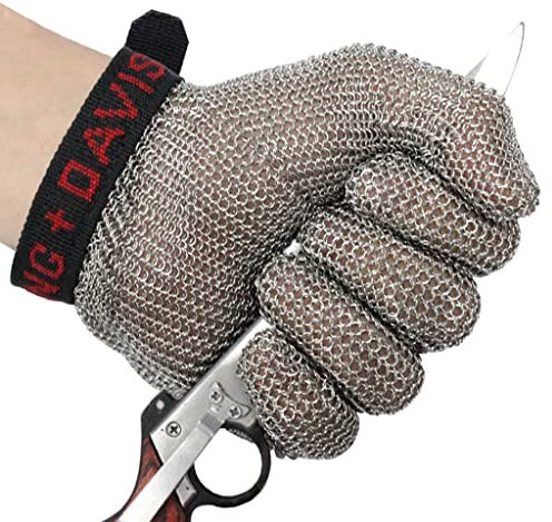 BCPPO Anti Cutting Gloves Stainless Steel Cut Resistant Gloves, Kitchen Restaurant Chef Safety Work Metal Chainmail Gloves, Food Grade Safety (Size : A pack of one/XL)