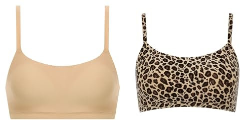 Chantelle SOFTSTRETCH, Bustier Mit Soft Cups, Rundhalsausschnitt, Unnsichtbare Unterwäsche für Damen Damen Softstretch BH, Leopard Nude, M/L