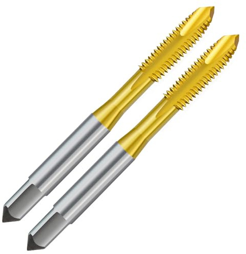 BALUGAEA Gewindebohrer 2 Stück Gewindeschneider M6*1,0 Maschinengewindebohrer HSS Titan Metrisch Gewindeschneider Rechts Gewindeschneid Maschinen Gewinde Bohrer Kann auch als Handgewindebohrer