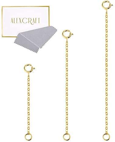 Gold Necklace Extenders for Women 3 Pcs 925 Sterling Silver Chain Extenders Removable Necklace Bracelet Anklet Extension Jewelry Making Chains, 2 3 4