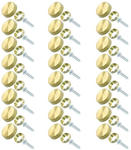 ISDVBUY 24 Pack Decorative Screw Covers, Gold Cap Cover Nails Stainless Steel, 16mm Caps Dia for Home Decor DIY Enthusiasts