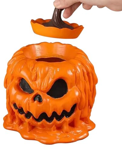 Tarro de galletas de Halloween - Tarro de dulces en forma de calabaza con tapa hermética - Ollas comestibles decorativas Decoración de mesa Decoración de mesa Festividades
