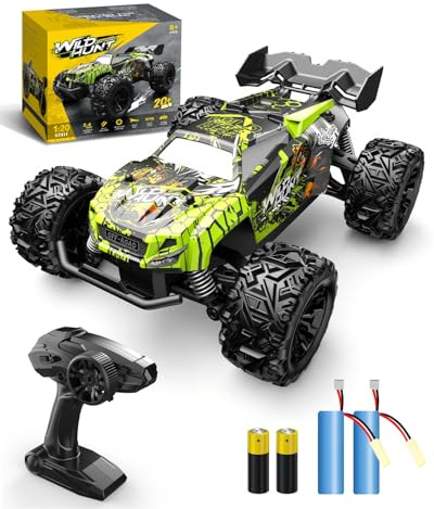 Remote Control Car for Kids, 2.4GHz High-Speed RC Truck 20KM/H, 2WD Off-Road Vehicle with 2 Rechargeable Batteries, 40-Minute Runtime, Durable Electric Racing Car Toy for Boys & Girls Ages 3-10