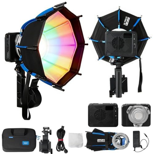 amaran Ray 60c Éclairage Vidéo LED RGB 60W, Lumière Continue Studio avec Softbox Octa Dome 30, 1 800K-20 000K, IP54 Étanche, USB-C PD, Contrôle APP/NFC, Monture Bowens pour Youtube, Vlog, Streaming