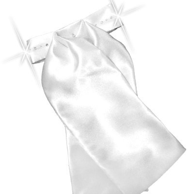 Aiko Exklusives Satin-Plastron mit Strassbordüre, Weiss