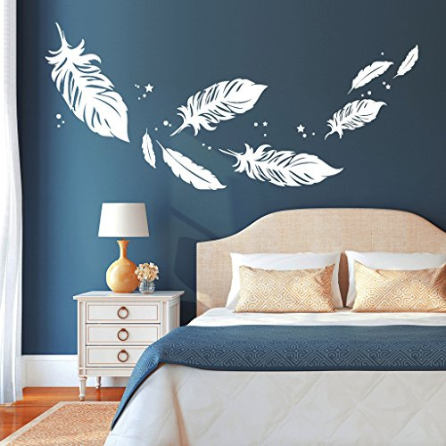 Wandtattoo Loft Federn zum Träumen schön! / Feder/Schlafzimmer/Wandsticker/Wandtattoo/Wandaufkleber / 30 Farben / 3 Größen