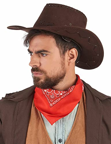 DEGUISE TOI - Chapeau cowboy marron effet suédé adulte - Chapeau - Taille Unique - Marron - Accessoires pour déguisement - Polyester - - Carnaval