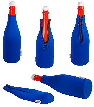 DRESS-YOUR-DRINK Champagne Cooler 0.75 L Neoprene Bottle Cooler Wine Cooler Drinks Cooler Blue Pack of 5