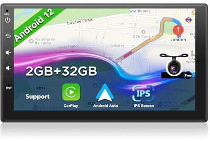 JOYX Android 10 Doppel Din Autoradio Mit GPS Navi -2G RAM + 32G ROM - Rückfahrkamera KOSTENLOS - 7 Zoll HD Bildschirm - Unterstützen DAB+ Lenkradsteuerung 4G WiFi Bluetooth Mirrorlink Carplay OBD USB