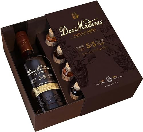 Dos Maderas Tasting Set | Exklusiver Alterungsprozess | 1 x 0,7l 10 Jahre gereifter Rum und 4 Samples a 22ml | 40 % Volume