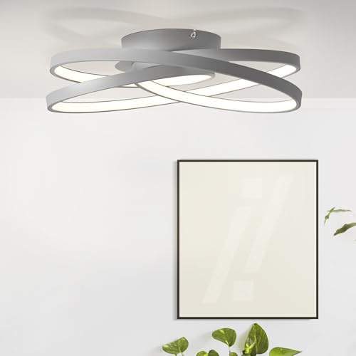 Lightbox LED Deckenleuchte - Moderne Design Deckenlampe, warmweißes Licht, | LED Deckenleuchte - Moderne Design Deckenlampe, warmweißes Licht, Ø 40cm, 42 Watt, 3000 Kelvin, Metall/Kunststoff - Grau