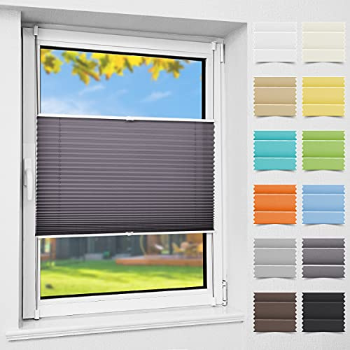 Atlaz Plissee Klemmfix ohne Bohren, 45x180cm(BxH), Anthrazit, Plisseerollo Fensterrollo mit Klemmträger, Faltrollo Jalousie für Fenster und Tür, Blickdicht, Sichtschutz und Sonnenschutz