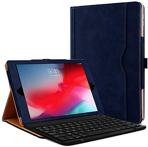 Étui Housse de Protection et Mode Support Horizontal Couleur Bleu Foncé avec Clavier Français Azerty Connection Bluetooth pour Tablette Apple iPad Air 10.5 (3e Gen - 2019)