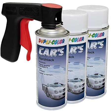 Lackspray Spraydose Sprühlack Cars Dupli Color 385896 weiss glänzend 3 X 400 ml mit Pistolengriff