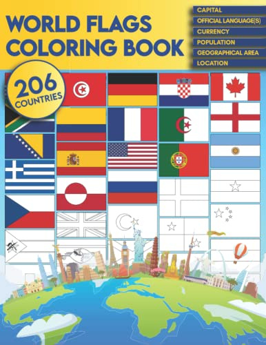 World flags coloring book: Discover all the flags of the world while having fun | Perfect for children and adults.