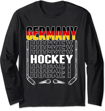 Deutschland Eishockey Fans Trikot Deutschland Flagge Puck Hockeyschläger Langarmshirt