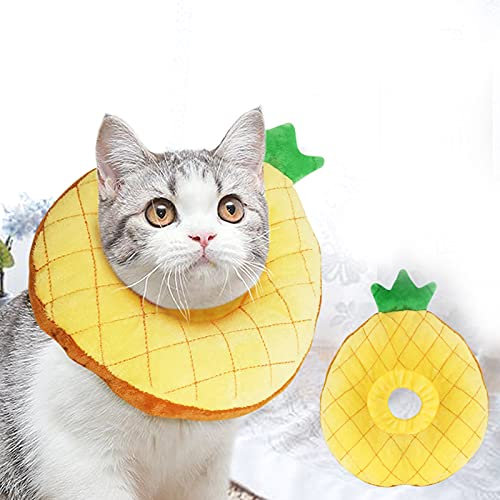 Katzen-Halsband, verstellbares Katzen-Erholungshalsband, Haustier-Schutzhalsband, Katzenkegelhalsband, Wundheilung, schützend, weiche Kegelhalsbänder, für Anti-Biss-Leck, Kätzchen und Welpen (M, gelb)