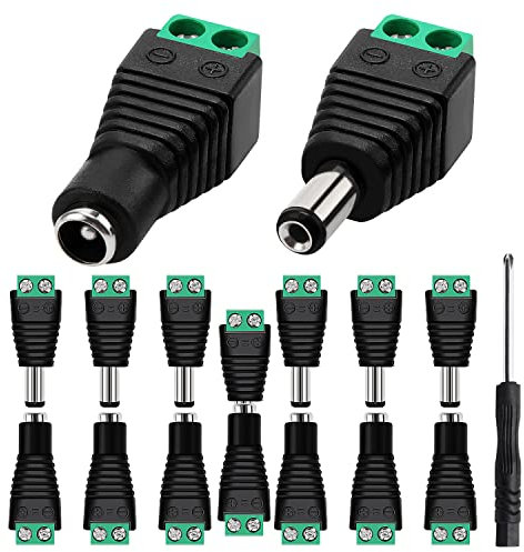 KUOQIY 7 Paare 5.5 mm x 2.1 mm DC Power Connector, 12 V Stecker und Buchse DC Jack Power Connector Adapter Stecker, für CCTV-Kamera