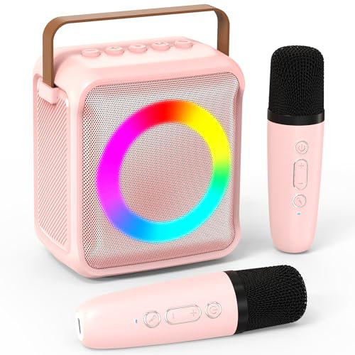 Ankuka Karaoke-Spielzeug für Kinder & Erwachsene mit 2 Mikrofonen, tragbare Karaoke-Maschine mit LED-Licht und Sprachveränderungseffekten, Geschenke für Alter 3-18 Kinder, Jungen, Mädchen (ROAS)