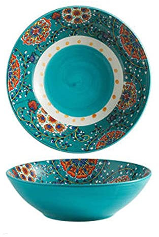 Ensaladera Plato hondo de cerámica, ensaladera creativa de estilo americano, plato hondo, plato de acompañamiento de granja de Color bajo vidriado Tazón De Sopa De Cocina ( Color : 2 , Size : Small )
