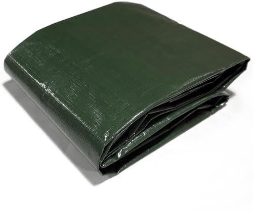 HanjetHJ Wasserdichter grüner Tarp Planen 140g/m² robust, Dickes PE Material, als Zeltdach, Dachabdeckung, Schutzabdeckung für Camping, Schwimmbad, Boot (4 x 5 m)