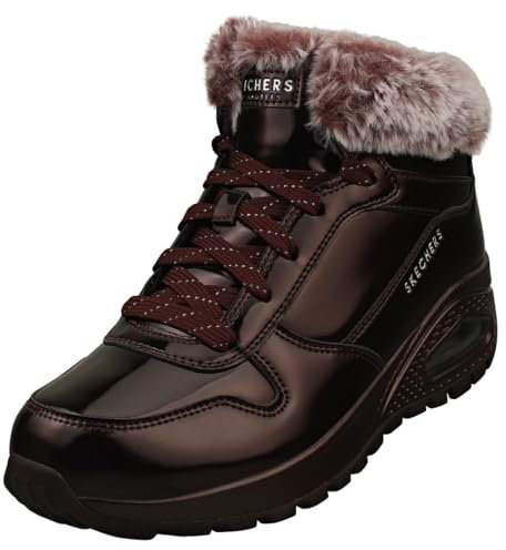 Skechers Uno Rugged Fiesty Winter, Stivaletto Donna, Burgundy Patent Duraleather/Faux Fur, 37 EU