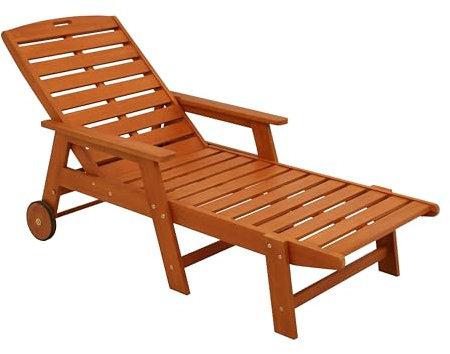 DEGAMO Gartenliege Rollenliege BARDOLINO mit Armlehnen, Euaklyptus Holz geölt, FSC®-Zertifiziert, Outdoor