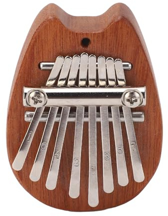 Mini Kalimba, Pianoforte a Pollice a 8 Tasti Suono Chiaro e Piacevole Pianoforte a Pollice Portatile Facile da Suonare con Corda Sospesa (XA67 Testa di gatto)