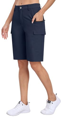 MoFiz Cargoshorts dam vandringsbyxor vattentäta bermudashorts golf sommar sport shorts med fickor, Marinblå, XXL