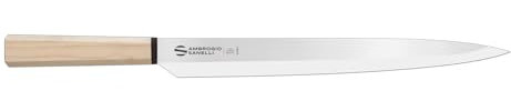 Ambrogio Sanelli, Coltello da Cucina Professionale Hexagon, Coltello Yanagiba con Lama 30 cm in Acciaio Inox all'Azoto e Manico Esagonale, Coltelli Professionali per Sushi e Sashimi, Made in Italy