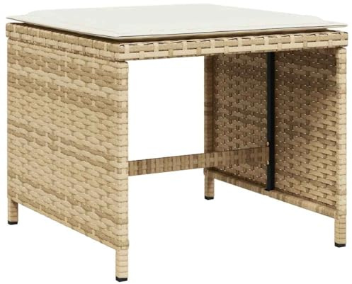 vidaXL Gartenhocker mit Kissen 4 STK. Beige 41x41x36 cm Poly Rattan