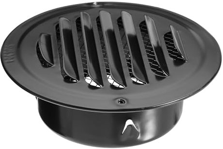 SUMNACON 304 Stainless Steel Air Vent Cover Ventilation Cover, Round 97mm Air Vent Grill Screen Hood Extractor Fan Ventilation Cover with Insect Mesh for Bathroom Kitchen (Black)