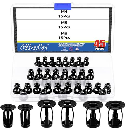 Glarks 45pcs Petal und Expansion Nuts Kit M4-M6 Black Befestigungen Dowels für Hohle Wand Eisen Skin Line