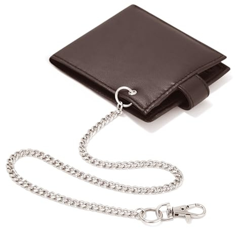 Woodland Leathers Portafogli da uomo con blocco RFID, in vera pelle, con catena sicura, protezione RFID e tasca per monete, portafoglio nero stile motociclista, regalo perfetto per gli uomini,