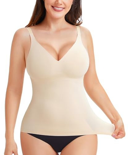 Gotoly Shapewear Tank Top for Women Tummy Control Shaping Camisole Tops Slimming Compression Cami Vest with Adjustable Straps (Beige, XXL)