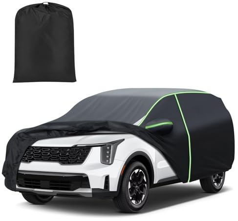 Mixsuper Liner Funda de automóvil para Kia Sorento 2003-2026, 7 capas, cubierta completa para todo tipo de clima, cubierta impermeable para exteriores con tiras reflectantes para puerta con cremallera