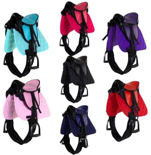 PFIFF 103120 Sattelset „Pro“ für Spiel- oder Holzpferde, Komplettset für Kinder, Kindersattel, Spielsattel, Set in Einheitsgröße, Dunkelblau