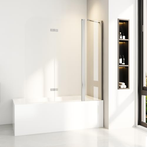 Duschwand für Dusche 2-teilig Faltbar mit Feste Teile 160 x 140 cm,Duschaufsatz für Badewanne mit Stabilisator 6mm Nano Beschichtung Badewannenfaltwand