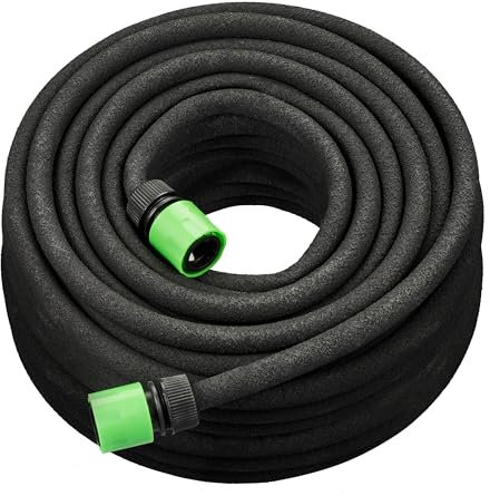 Relaxdays Tubo Irrigazione a Goccia, Gocciolatoio Microforato, Pompa Gocciolante Acqua da 20m, per Giardino e Orto, Nero, Gomma