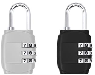 Stylish Rustproof 2pcs 3-Digit Combination Padlock for Suitcases (Black and White)