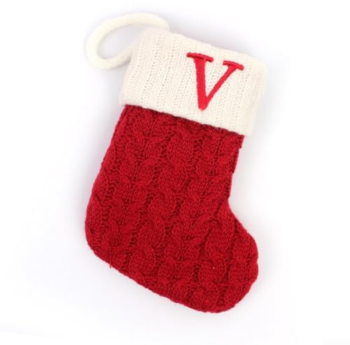 Festlicher roter Strick-Weihnachtsstrumpf mit Schneeflocken-Detail, verleiht Ihrer Einrichtung Charme (V)