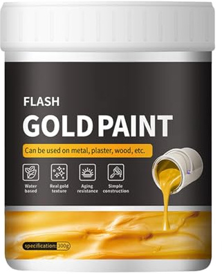 Gold Paints, Liquid Gilding Gold Paint, Wall Decorations Paint, 300 G Fast Drying Non-Fading Gold Foil Paints, Easy to Apply Metal Paint for Wall Decorations, Crafts, and Beginners Art Supplies